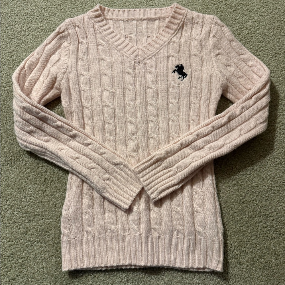 Women's Pink Cable Knit Sweater